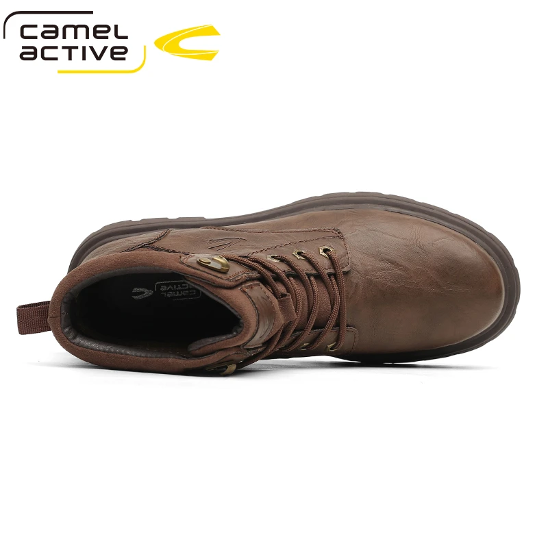 Camel Active New Natural Wool Men Winter Shoes Warmest Genuine Leather Handmade Men Winter Snow Boots