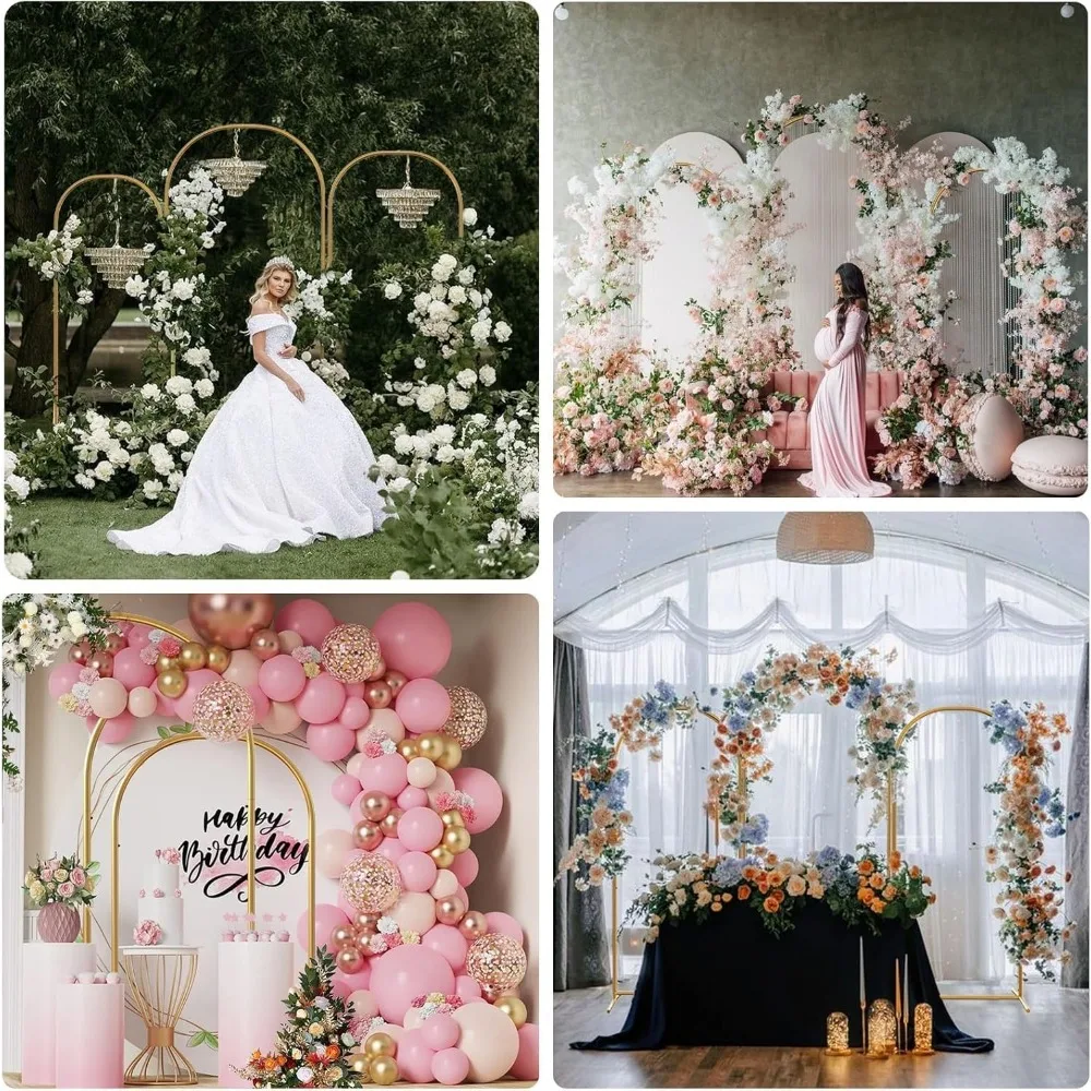 Arch Backdrop Stand, Gold Backdrop Stand, Easy To Assemble Wedding Arch for Ceremony, Birthdays, Engagements, Baby Showers