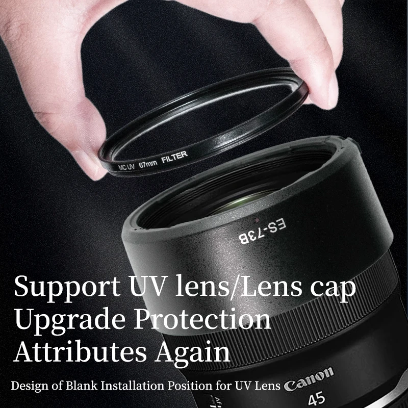 ES-73B II ES-73B Lens Hood for Canon RF 45mm F1.2 IS STM Frosted Matte Anti-reflection Lens Protector Mirrorless Camera Lens