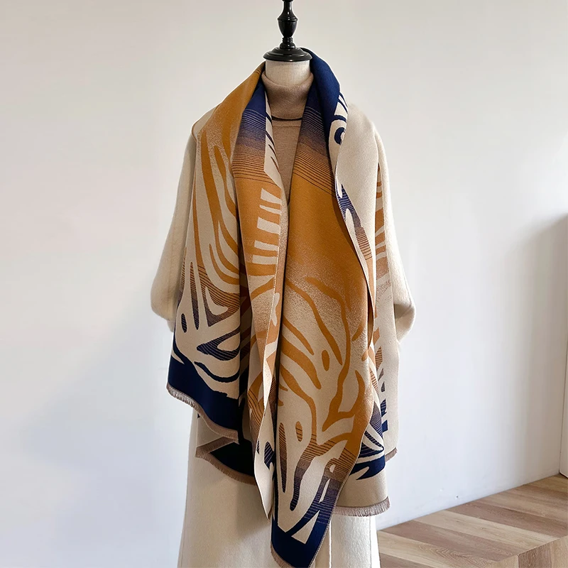 

2025 NEW Brand Women Two-Sided Print Scarf Imitation Cashmere Soft Warm Pashmina Shawl Winter Coldproof Windproof Blanket Scarf