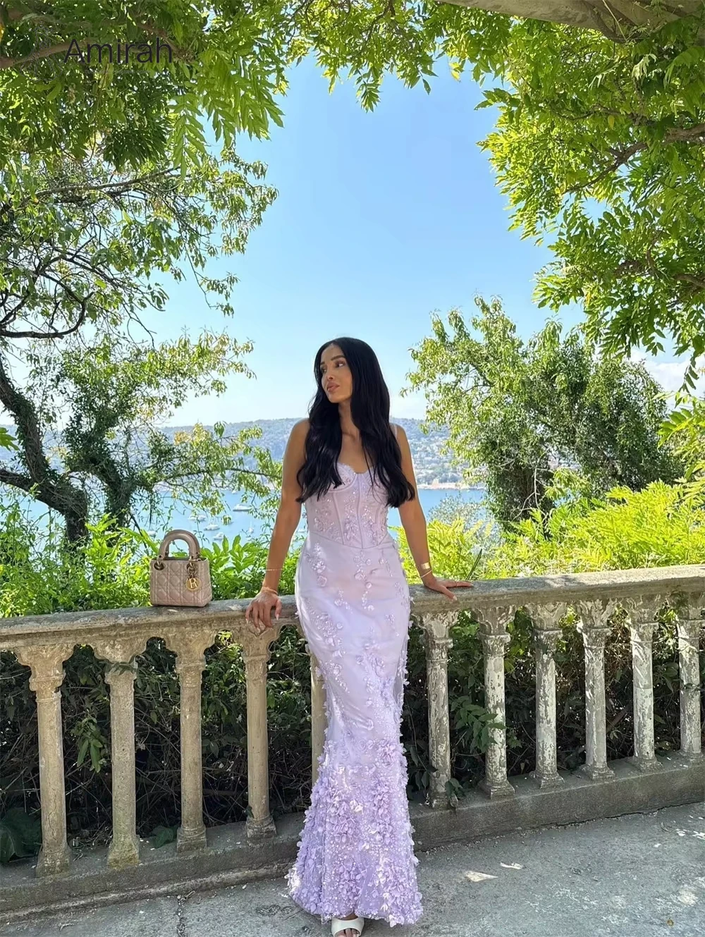 アミラ 3Dフラワー イブニングドレス D/パーティー フィッシュテール ボールガウン カスタムメイド ウェディングドレス オフショルダー プロムドレス 高級 2025