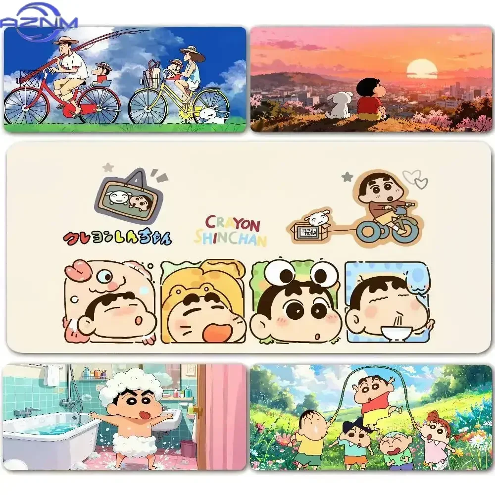 Crayon Shin-chan Anime Mouse Pad, Rubber Non Slip Gaming Desk Mat, Multiple Cute Cartoon Scene HD Print Mouse Pad, Smooth Surfac