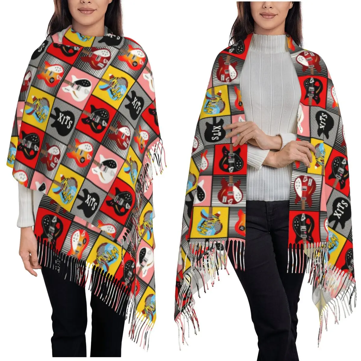 Paul Weller's Rickenbackers Scarf Tassel Scarves Women Soft Warm Shawls and Wraps Long Fall Winter Shawl Wrap