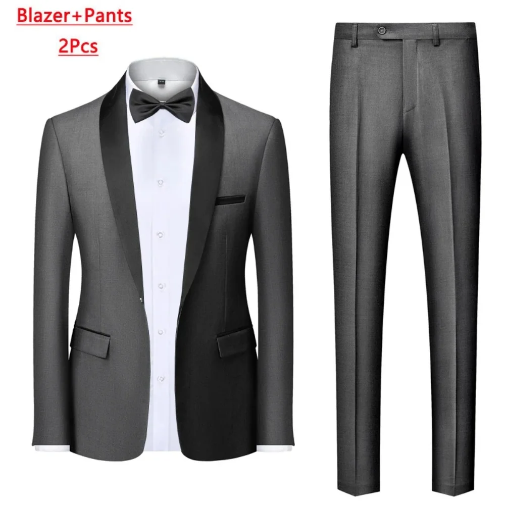 

Vest Pants Solid Color Men's Formal Business Office Suit Groom Wedding Dress Party Blazer Waistcoat Trousers Tuxedo