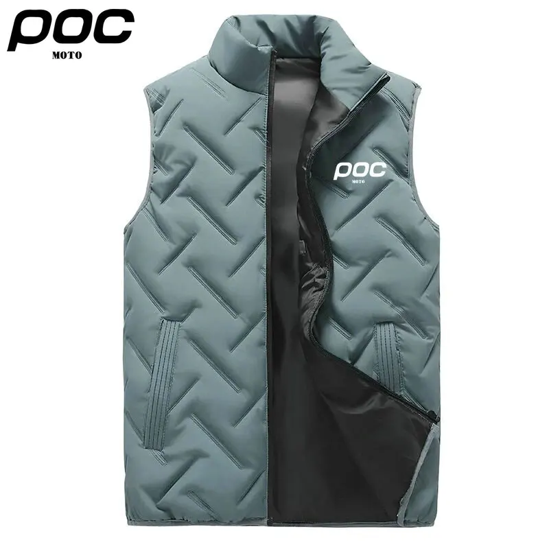 2023 Winter MOTO POC Cycling Vest Men Solid Color Stand Collar Breathable Thermal Waterproof Tank Tops Down Hiking Bicycle Vest