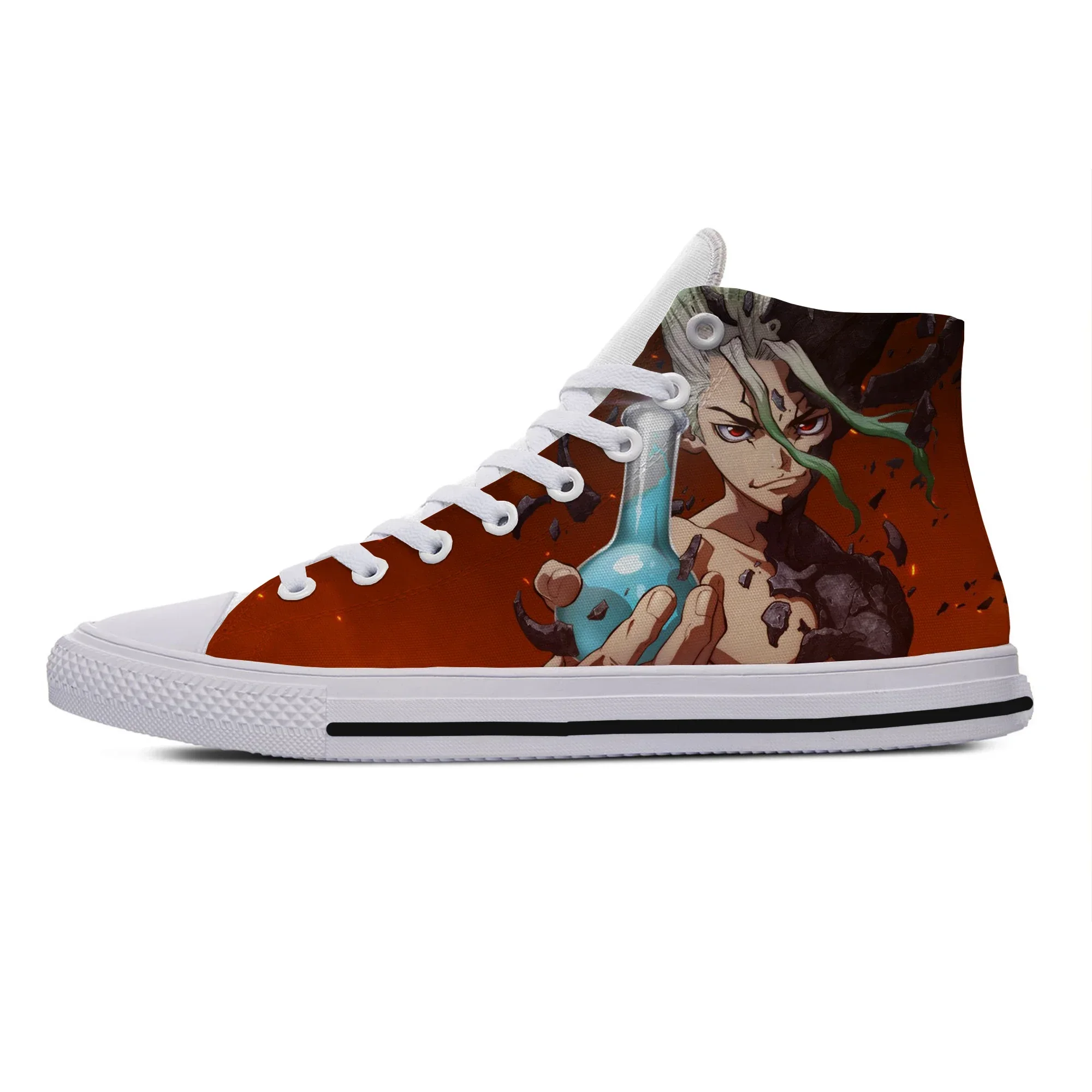 

Hot Cool Women Men Anime Dr. Stone Lshigami Senku Casual Shoes Fashion Comfortable Canvas Shoes High Help Classic Board Shoes