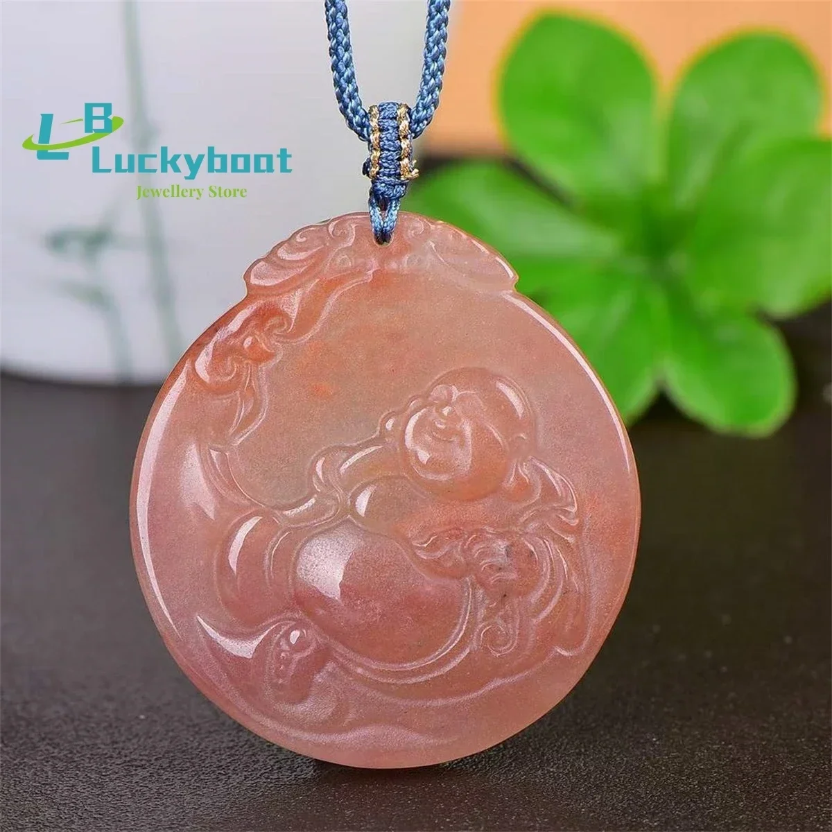 Natural Golden Silk Jade Maitreya Buddha Pendant Simple and Generous Personalized Fashion Versatile for Men and Women