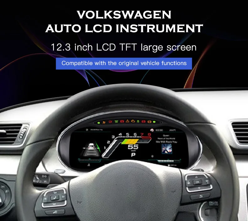 Car Dashboard for VW CC Passat B7 Magotan 2012~2018 LCD Instrument Digital Cluster Dashboard Panel Linux System Speed Meter
