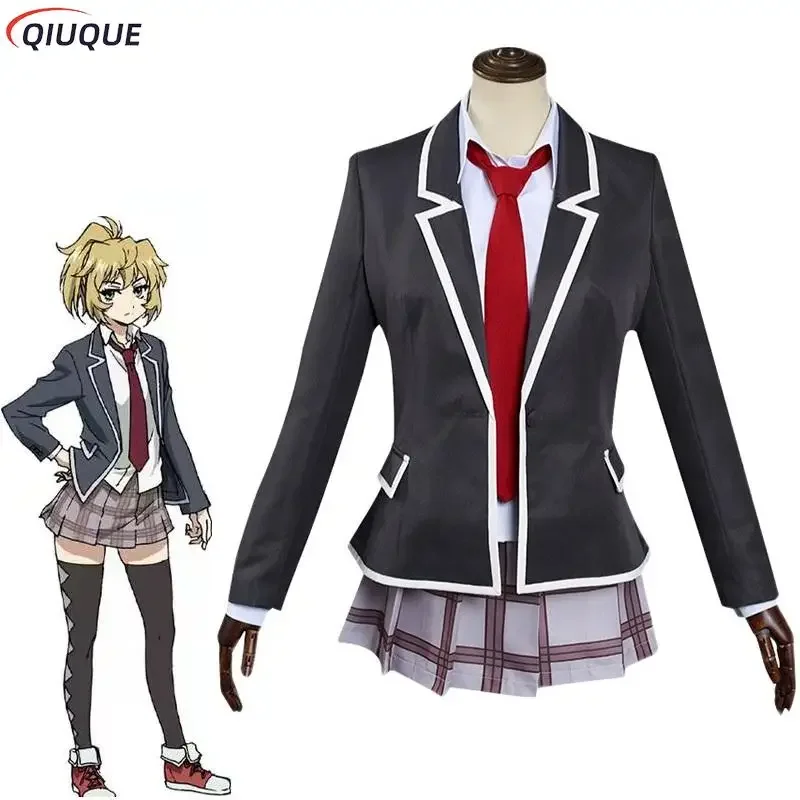 Anime High Rise Invasion Mayuko Nise Cosplay Costume Wig Tenkuu Shinpan Suit School Uniform Girl Women Outfits