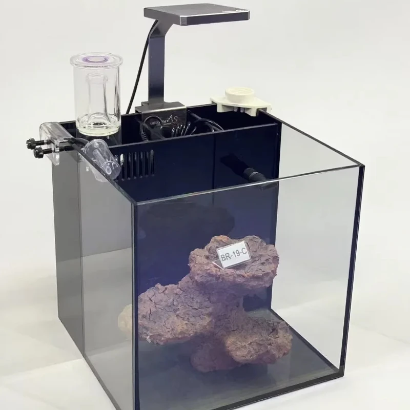 

High Transparency 5mm Thick Glass Fish Tank Mini Desktop Aquarium Light Emitting Diode Light Pump Back Filter Rectangle