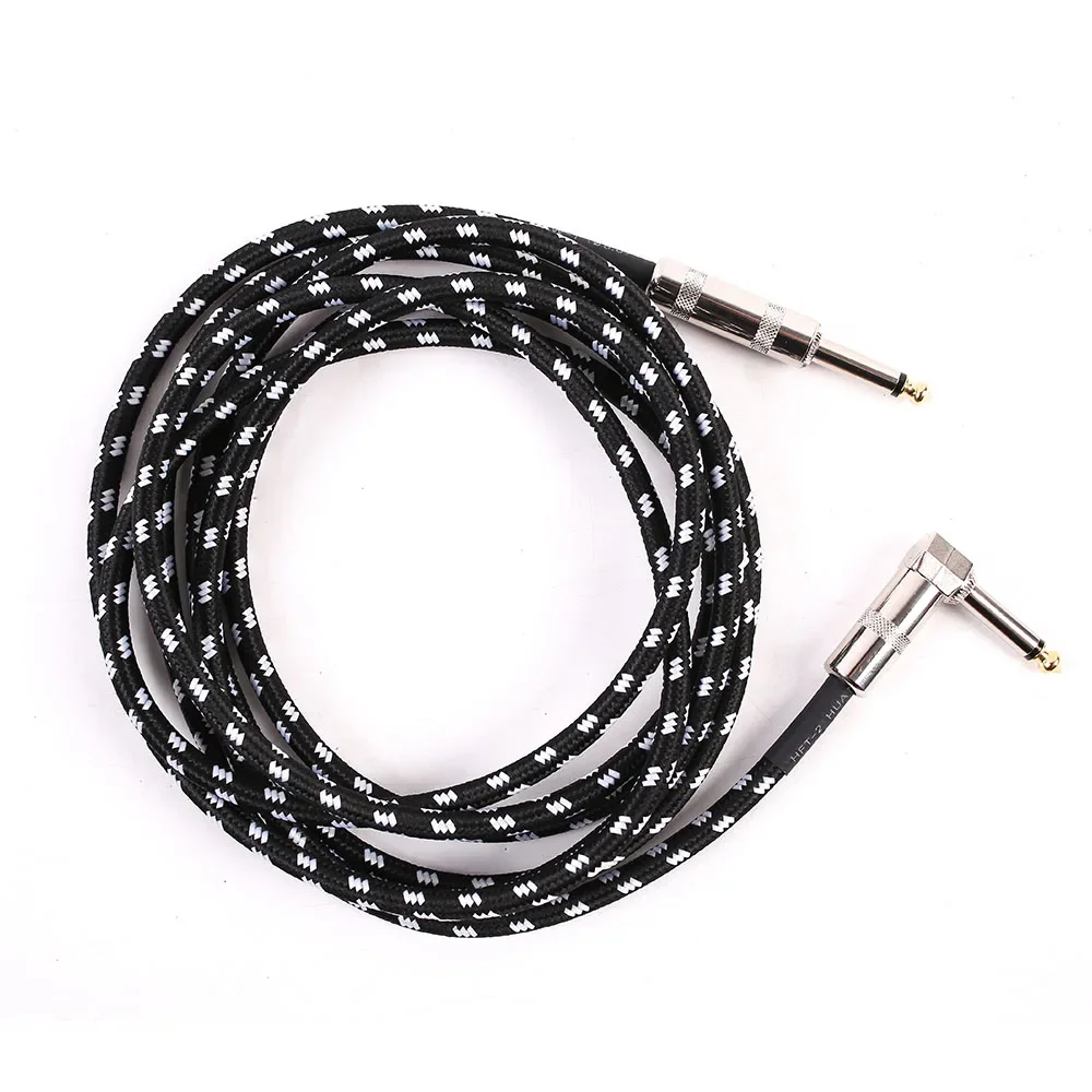 Cabo universal de instrumento mono de 1/4 ", serve para guitarra, baixo, teclado, misturador, e-drum, escudo de trança de fibra azul, liga de zinco, redução de ruído