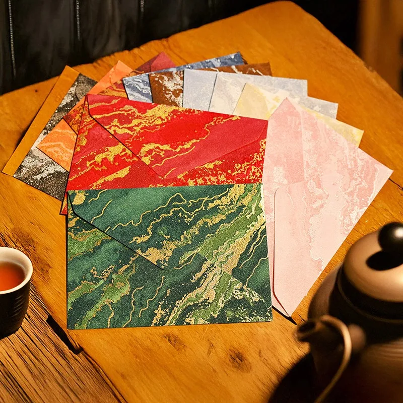 

100Pcs Gift Envelope Gilded Relief Texture Paper Envelopes Wedding Party Invitation Packing Envelope Letter Storage 16.2x11.4cm