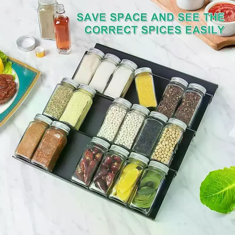 2/4/8PCS Kitchen Spice Drawer Organizer Adjustable Spice Rack For Spice Jars Seasoning Bottles Cabinet Pantry Kitchen Organizer