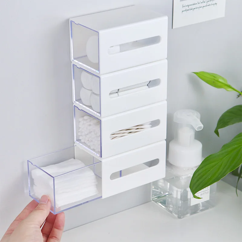 Cotton Foam Swab Storage Box Wall-Mounted Makeup Cosmetic Storage Organizer Jewelry Drawer Container Home Bathroom Pill Case