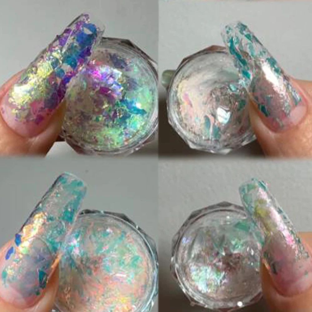 1Box High Flash Opal Powder Nail Glitter Dream Aurora Fragment Irregular Yuki Flakes Polish Sequins Nails Dust For DIY Manicure&