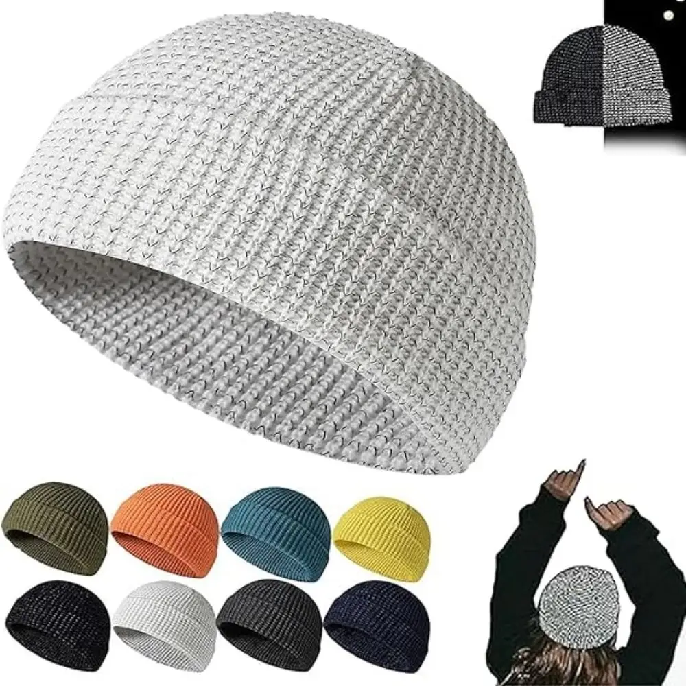 New Breathable Reflective Beanie Stretch Warm Knitted Hat Reflective Reflective Safety Sports Reflective Hat Unisex