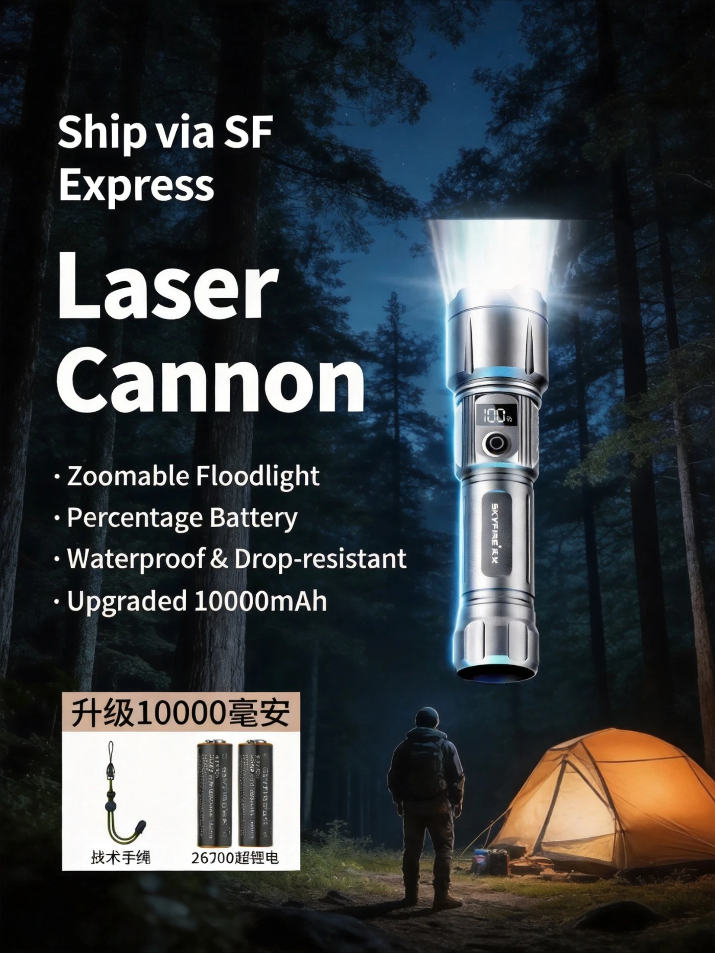 Ultra Bright Long Distance Laser Torch 2026 New Rechargeable Flashlight Large Capacity Long Endurance Outdoor Light