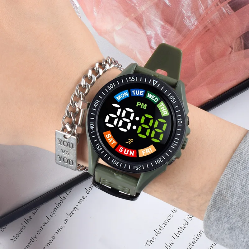 Kinder Horloge Nieuwe Hot Sale Ronde Led Elektronisch Horloge Eenvoudige Mode Sport Multifunctionele Student Elektronisch Digitaal Kind Horloge