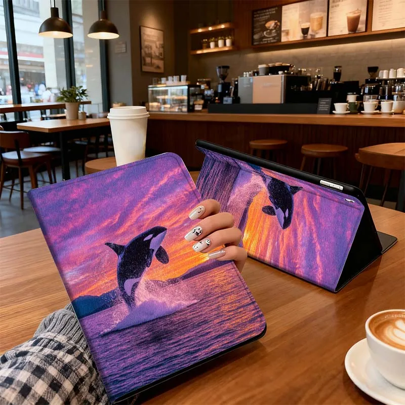 Orca Jumping Sunset Sea Wave For Xiaomi Redmi Mi Pad 8 7 6 5 4 2 SE K 12.4 11.2 12.1 11 8.8 Pro Max Ultra Inch Tablet Case