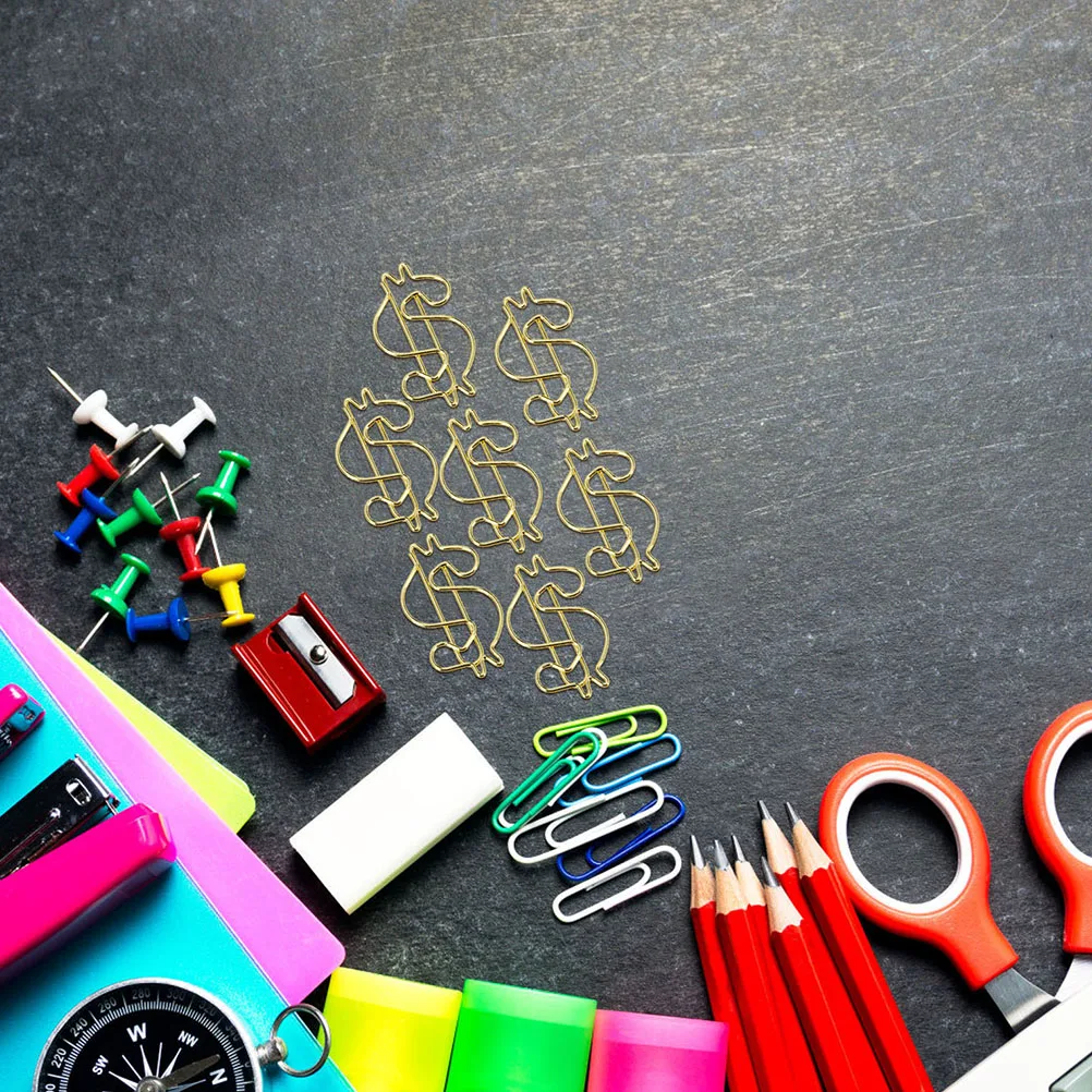 

10pcs Gold Electroplated Paper Clips Alloy Binder Office Supplies Decorative Notebook Scrapbook Calendar Mark