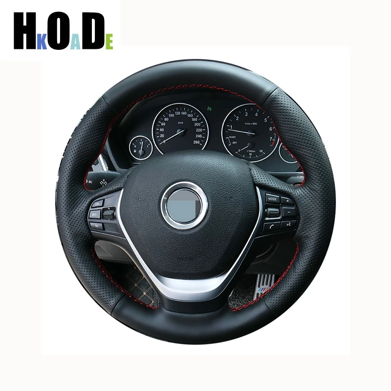 

For BMW F20 F21 F22 F23 F30 F31 F34 F32 F33 F36 Hand-Stitched Black Genuine Leather Car Steering Wheel Cover