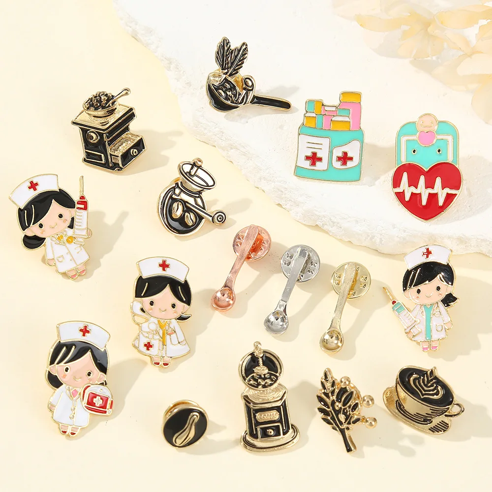 Cross border desejo criativo máquina de café circular café latte série broche saco acessórios