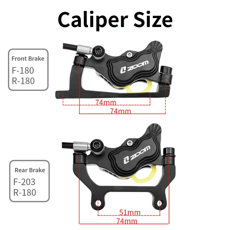 Zwing M HB-890E Nouveau Style E-Bike 4-Piston Power-Off Frein Hydraulique Vélo Pliant Électrique Scooter Électrique Power-Off Huile Freins