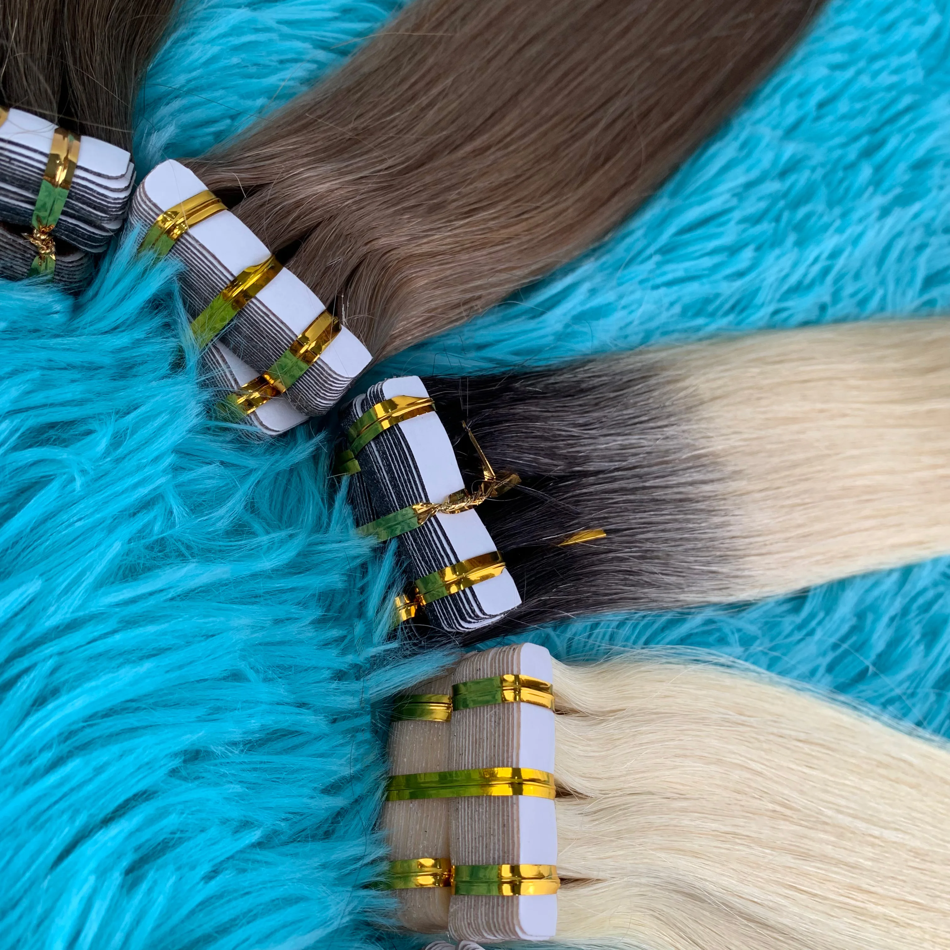 الشريط في وصلات الشعر شعر الإنسان الطبيعي الحقيقي البرازيلي شعر ريمي مستقيم سلس الجلد لحمة الشريط الطبيعي الإضافية للنساء