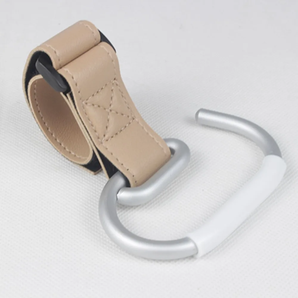

Universal PU Baby Stroller Hooks Solid Color Portable Pram Hanging Hook Aluminum Alloy Hook Stroller Accessories Cart Organizer