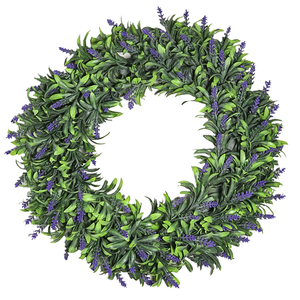 

Artificial Garland Simulation Lavender Wreath Green Leave Decorative Hanging Chic Wall Indoor