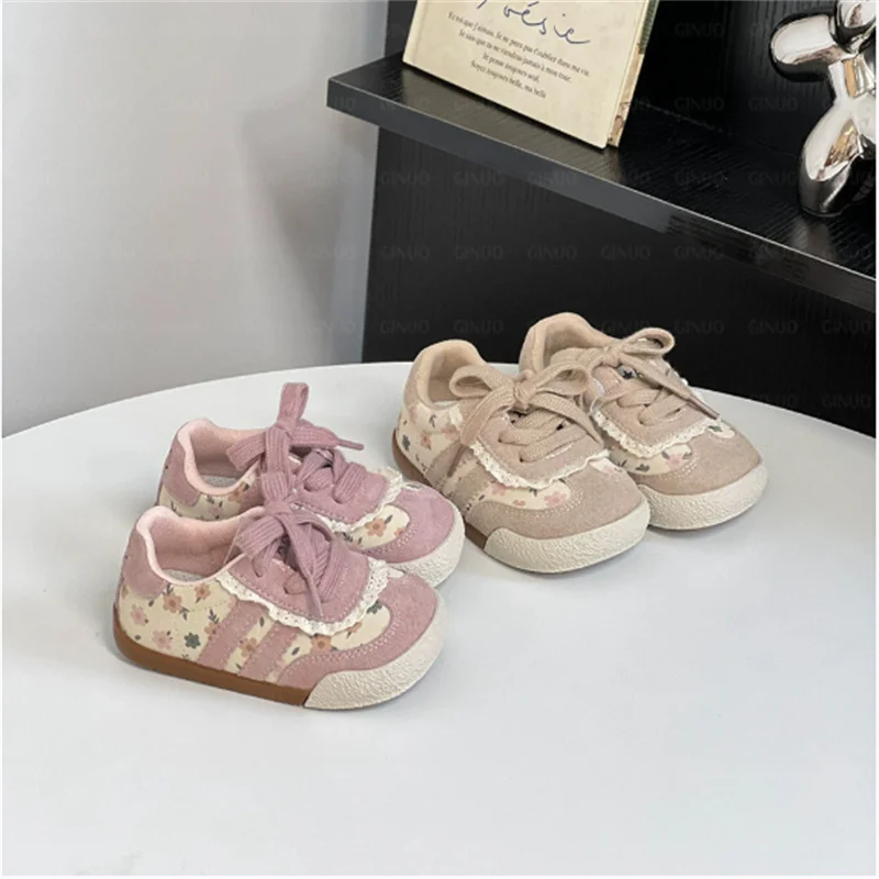 2025 New Winter Baby Shoes Leather Cute Flower Toddler Kids Shoe Soft Sole Outdoor Tennis Fashion Little Baby Girls Sneakers