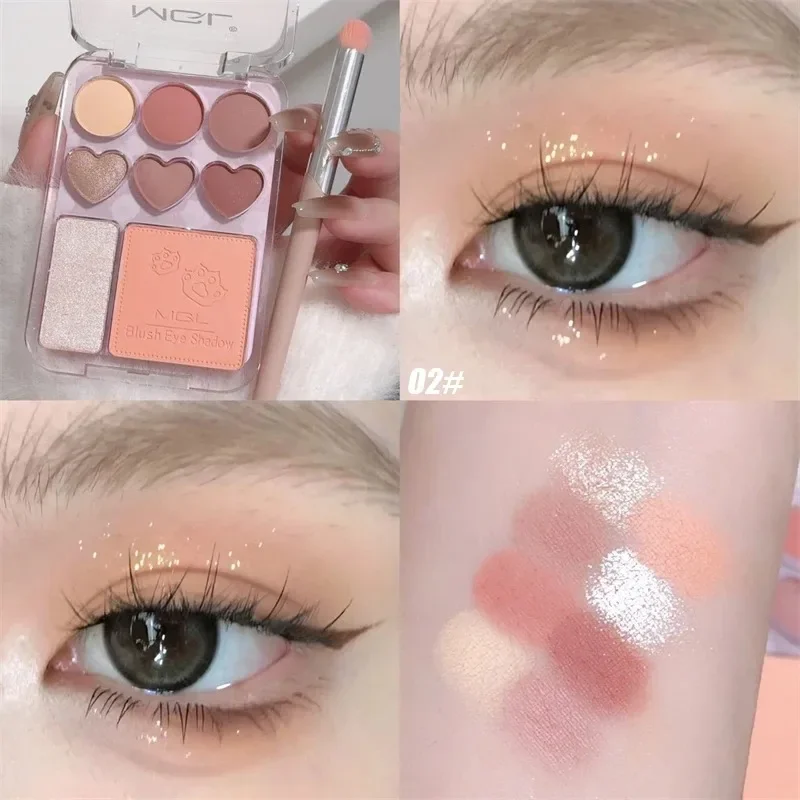 Paleta de maquiagem Matte Glitter Highlighter Eyeshadow, perolado, duradouro, Rose Blush, paleta de maquiagem dos olhos, cosméticos femininos coreanos