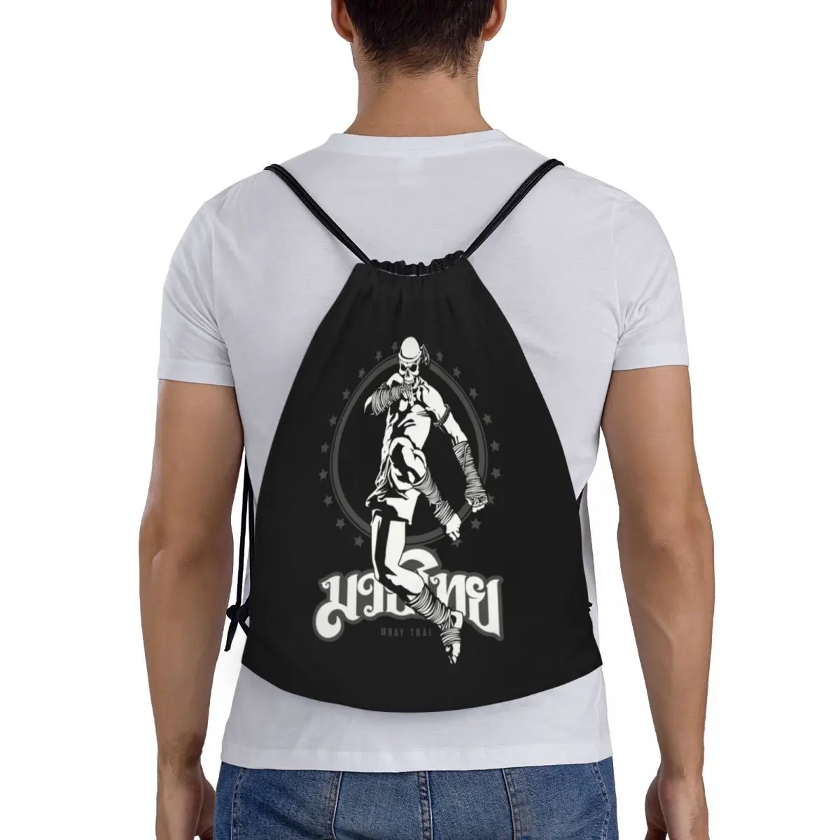 Custom Muay Thai Schedel Drawstring Tas Vrouwen Heren Lichtgewicht Thailand Martial Art Sport Power Kick Sport Gym Opslag Rugzak