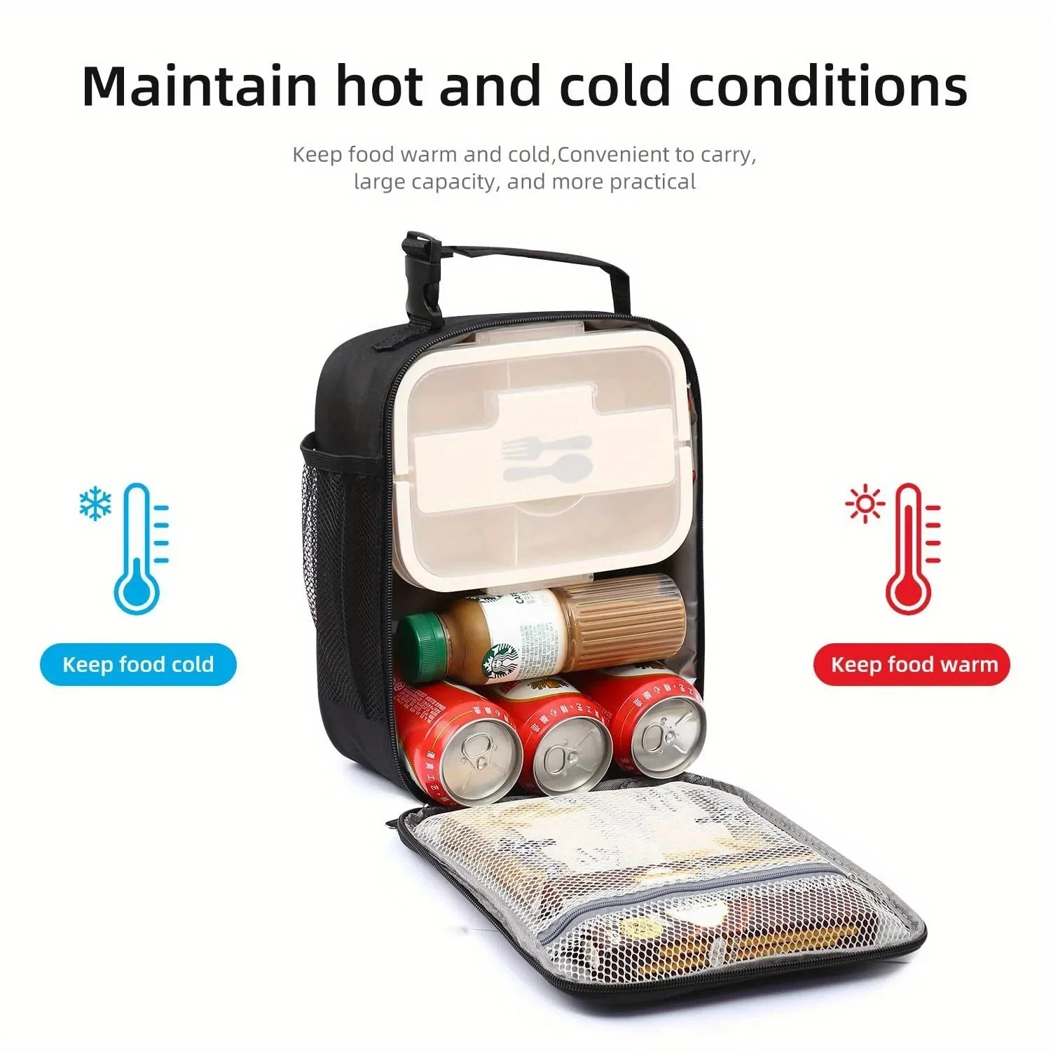 Neue isolierte Lunchtasche mit großer Kapazität, verdickte, wasserdichte, tragbare Lunchbox-Tasche aus Aluminiumfolie für Studenten, Büroangestellte – Detail 7