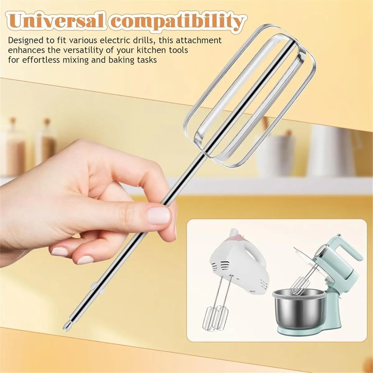 2pcs Whisk Attachments for Hand Mixer, Universal Whisk Replacement for Dough Kneader for Baking and Cooking
