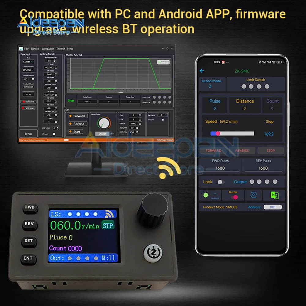 وحدة تحكم نبض محرك سيرفو متدرج SMC05 مع تحديث البرامج الثابتة عن بعد تثبيت التطبيق/الكمبيوتر التحكم المزدوج للأتمتة الصناعية