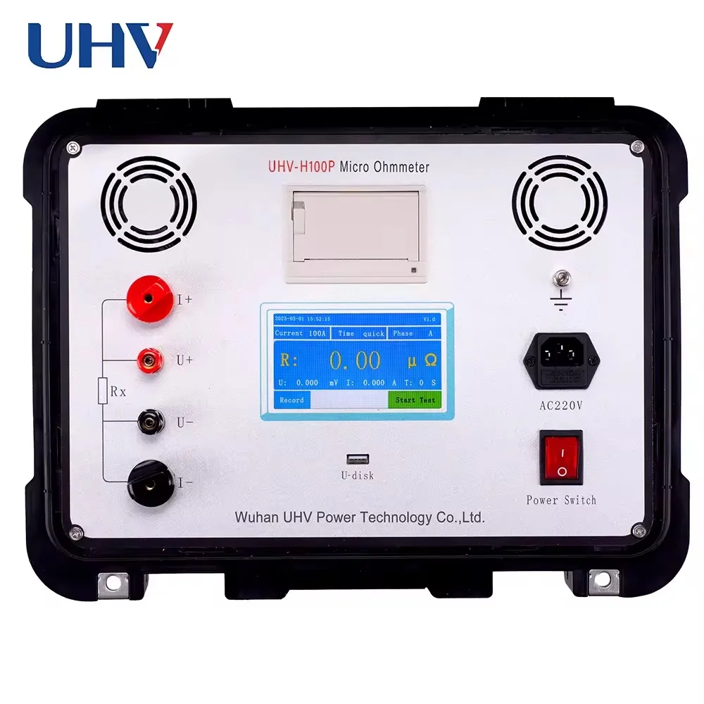 UHV-H100P High Output Voltage Accurate Micro Ohmmeter 100A Digital Contact Loop Resistance Tester for Testing HV Breaker