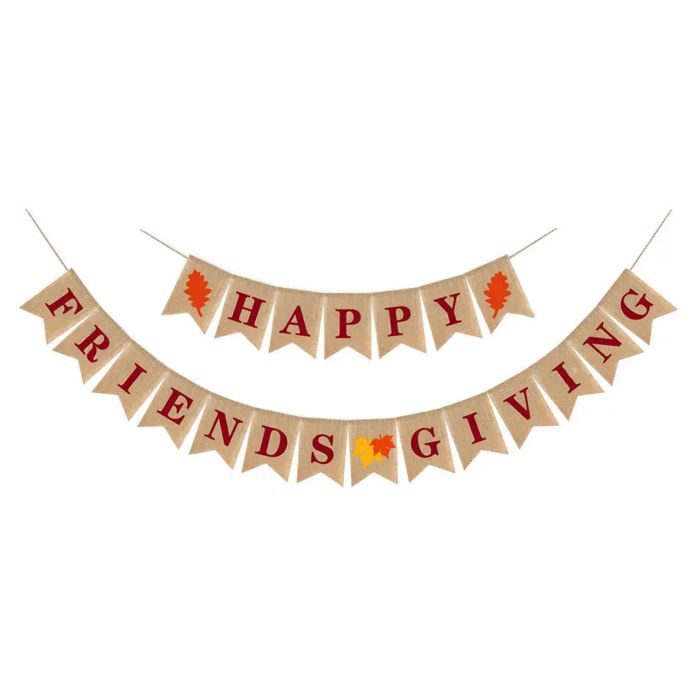 

1Set Thanksgiving Banners Linen Cloth Pull Flag Decor Khaki Festive Warm Party Atmosphere Thanksgiving Pull Flags
