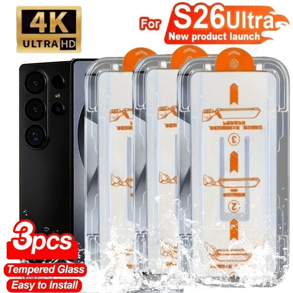 

3Pcs High Clear Screen Protector for Samsung Galaxy S26 S25 S24 S23 Ultra S22 S21 Plus S24 S25 FE One Click Installation Glass