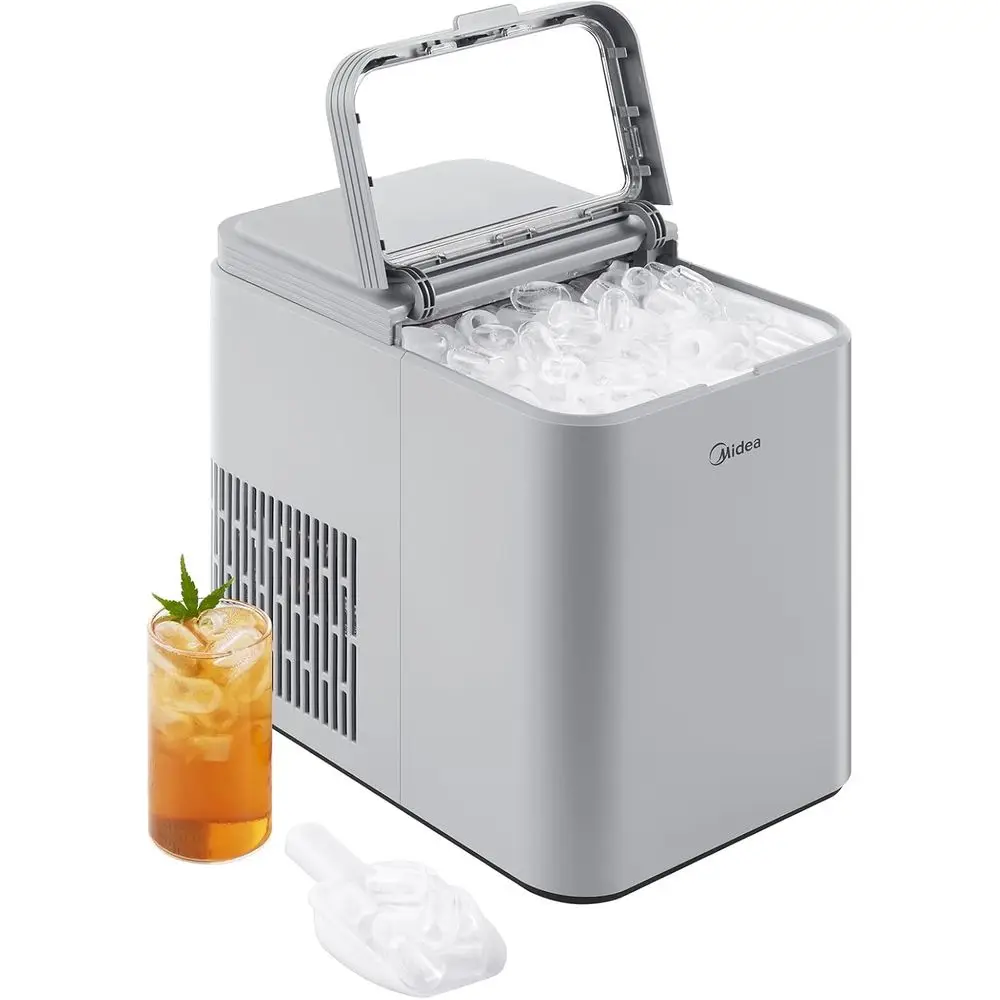 

Компактный льдогенератор: 8 кубиков льда за 6 минут, 26 фунтов в день, самоочистка, совок и корзина в комплекте, для дома или автодома