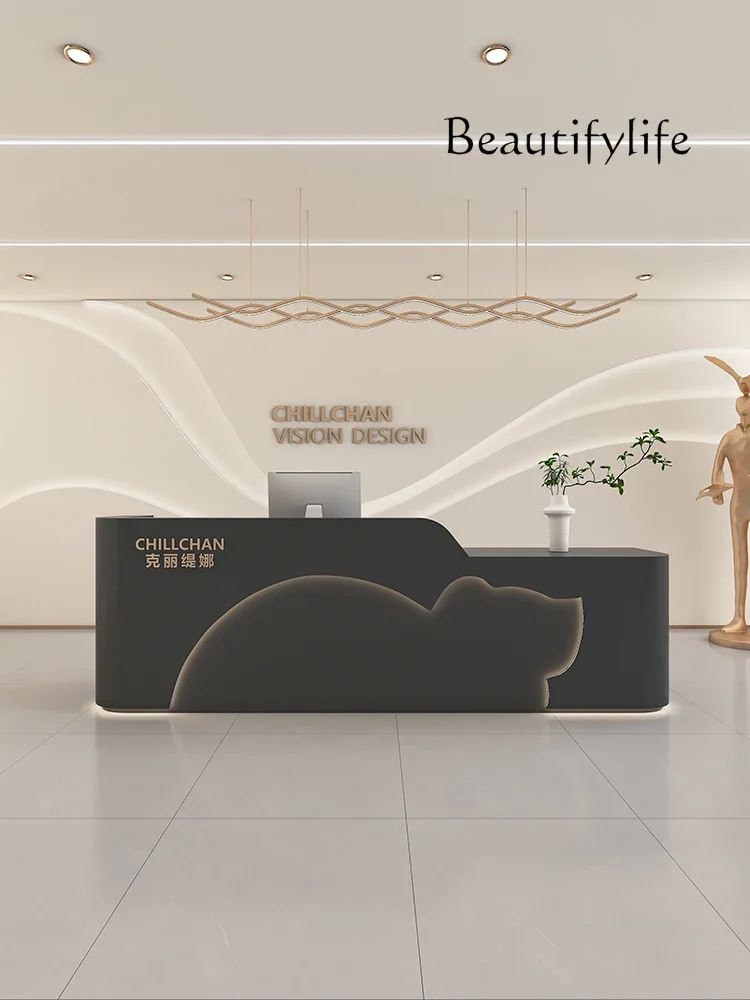 Light Luxury Cream Style Cashier Bar Reception Table Reception Clothing Store Beauty Salon Pavilion of Regimen Front Desk