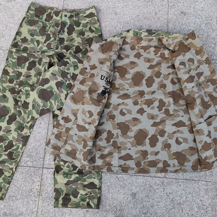 USMC American Pacific Camouflage P42 HBT Double-Sided Suit Jacket Pants Uniform Film And Television Props Collection