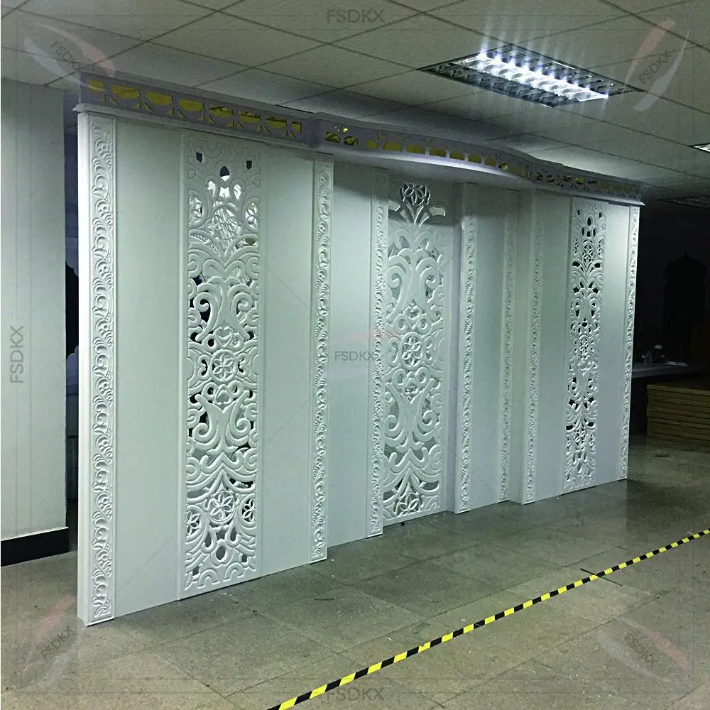 

FSDKX Indian Style Royal Pure White Wedding Pvc Backdrop Event Party 3d Arch Stage backdrop