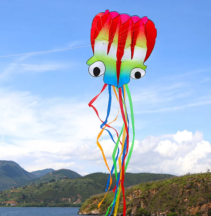 Spedizione gratuita octopus kite flying soft aquiloni giocattoli per bambini kite factory walk in sky outdoor fun sports beach aquiloni koi ikite