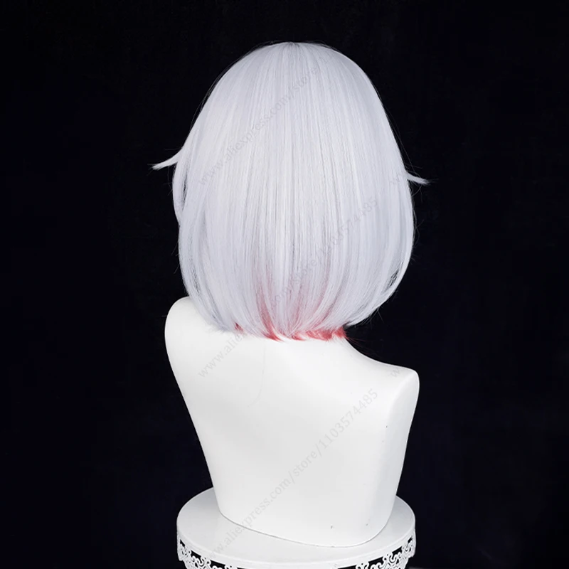 Topaz peruka do cosplay 35cm fioletowe mieszane srebrno-białe czerwone żaroodporne peruki syntetyczne