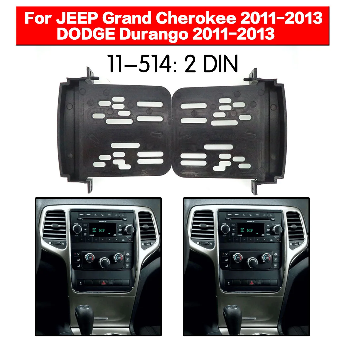 

Car Accessories of Fascia Panel Stereo Installation Kit Center Console Trim 2DIN For JEEP Grand Cherokee/DODGE Durango 2011-2013