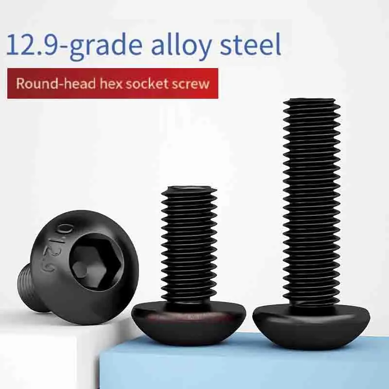 12.9 Grade High Strength Pan Head Hex Socket Screws,M2-M12,Round Head Bolts Semi-Cup Screws, Rust-Resistant,Industrial Fasteners