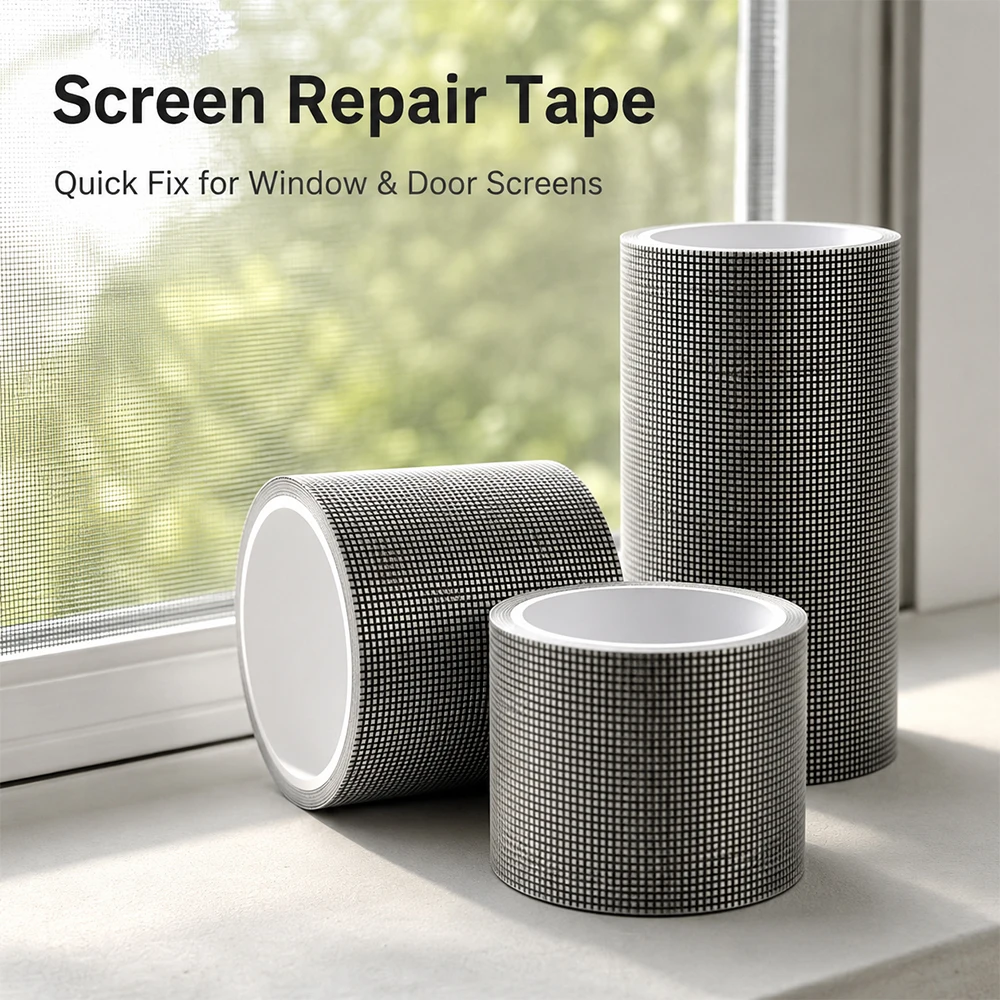 Self Adhesive Window Screen Repair Tape Waterproof Breathable Mesh Patch For Broken Door Window Fly Screen Hole Tear Fix 2 Color