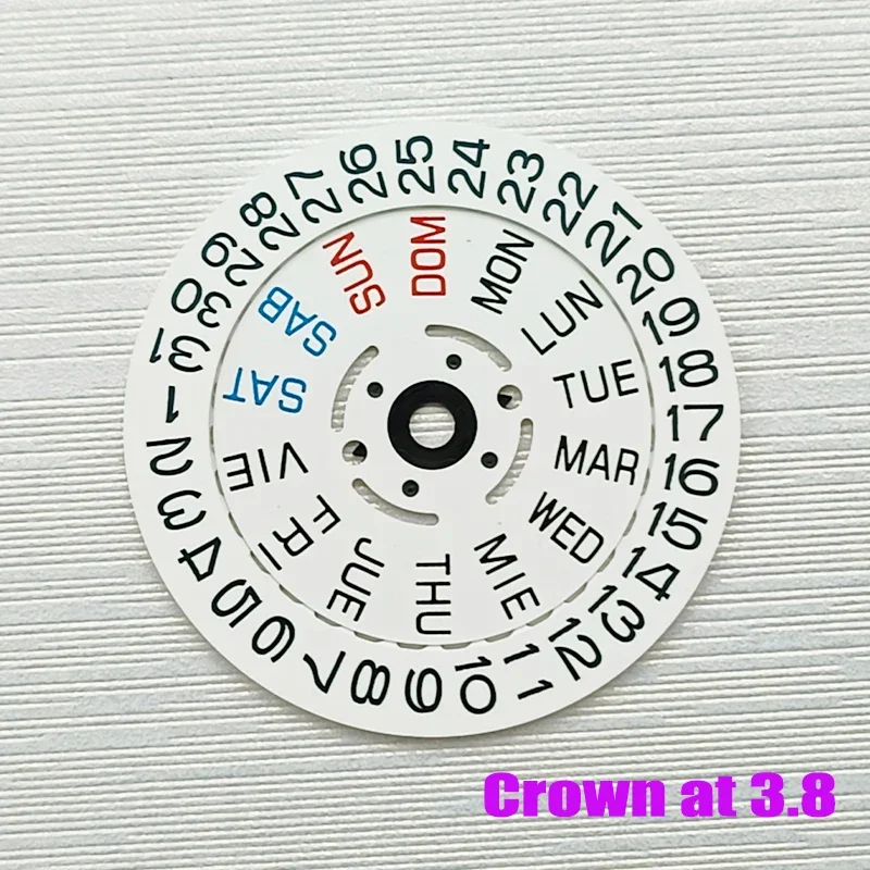 Weiß nh35 nh36 englisch datum rad zifferblatt passt nh35 nh36 automatische bewegung krone bei 3,0 oder 3,8 oclock uhr datum wochen rad – Detail 8