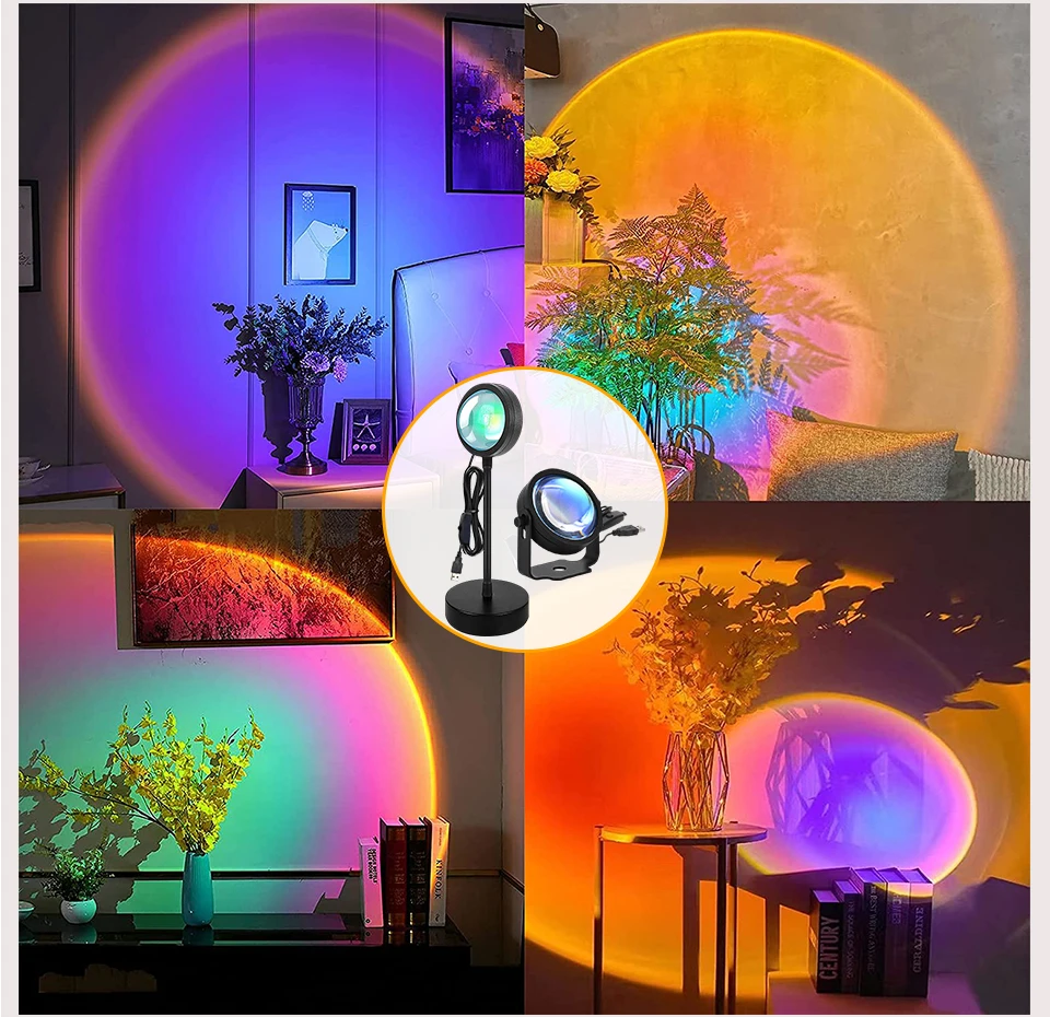Tuya Smart Sunset Lamp Night Light Sunset Projector Smart Life APP Remote Led Lights For Photography Selfie Party Decoration